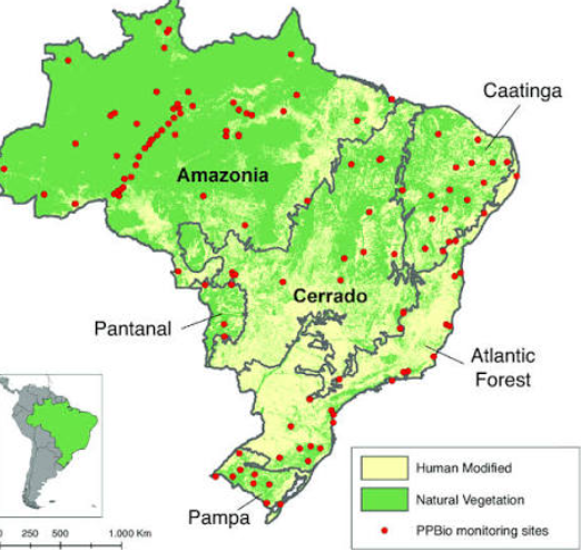 Brazil biodiversity megadiverse country hotspot distribution mapping
